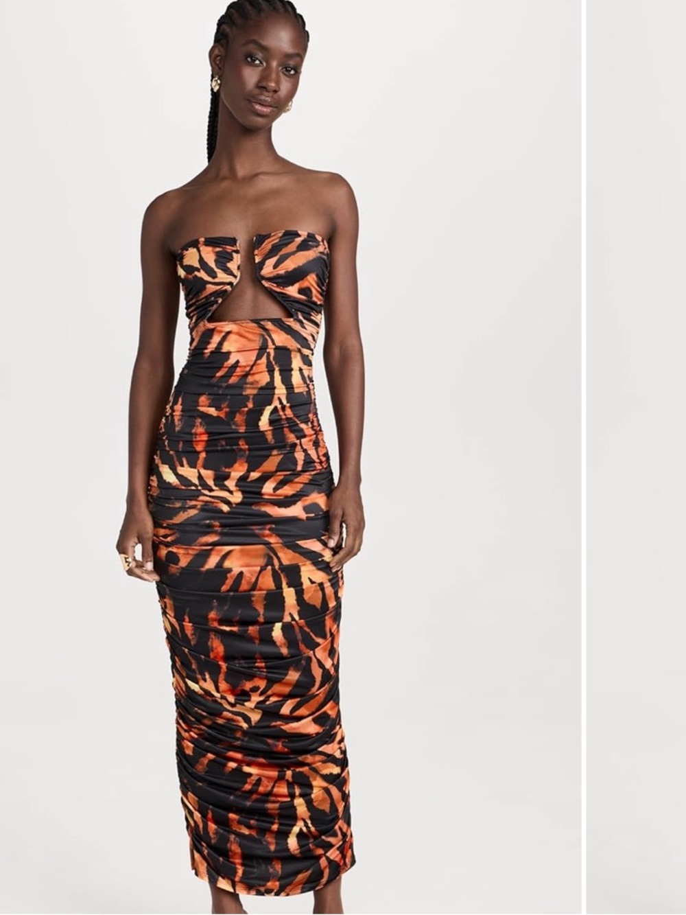 AFRM Alisha Hardware Ruched Midi Dress size Small